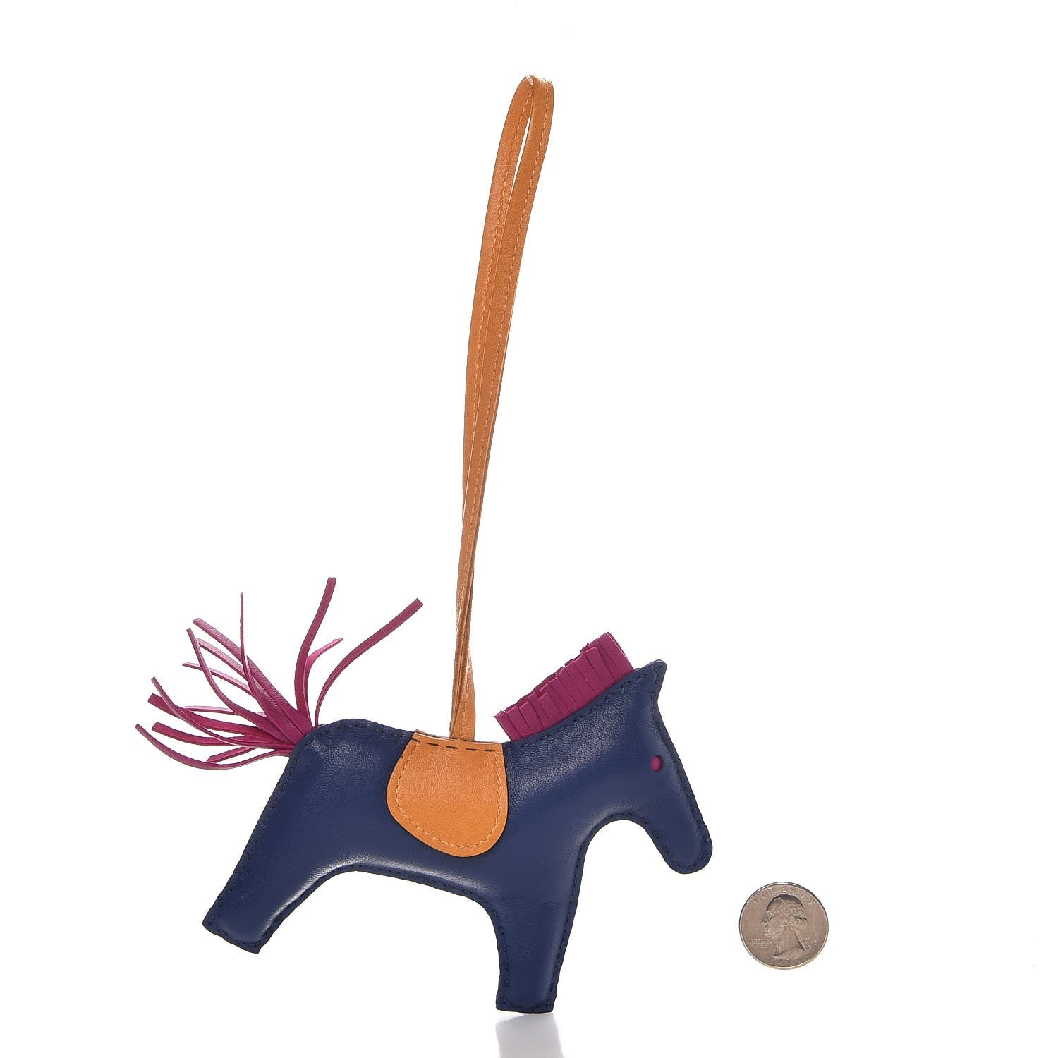 Hermes Milo Lambskin Grigri Rodeo Horse Bag Charm MM Bleu Saphir Rose Pourpre Naturel Bouton D'Or 2 of 5
