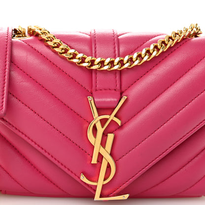 Saint Laurent Calfskin Matelasse Chevron Classic Monogram Baby Chain Bag Fuchsia 8 of 10