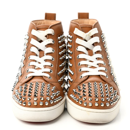 Christian Louboutin Calfskin Mens Lou Spikes Flat Sneakers 40 Brown 2 of 13