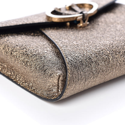 Valentino Garavani Metallic Calfskin V Rivet Chain Clutch Platinum 5 of 8