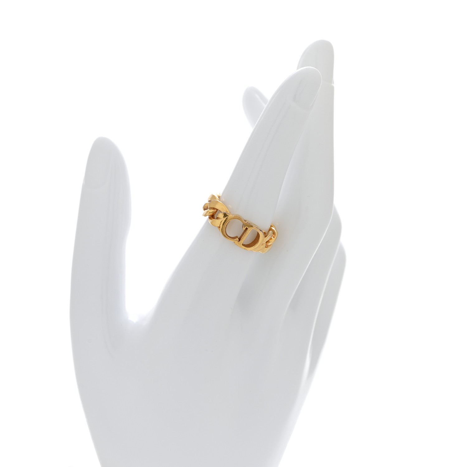 Christian Dior Metal Danseuse Etoile Chain Ring L Gold 2 of 5
