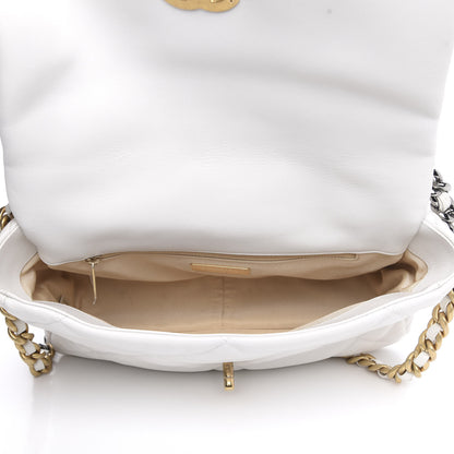 Chanel Goatskin Quilted Large 19 Flap White 5 of 11