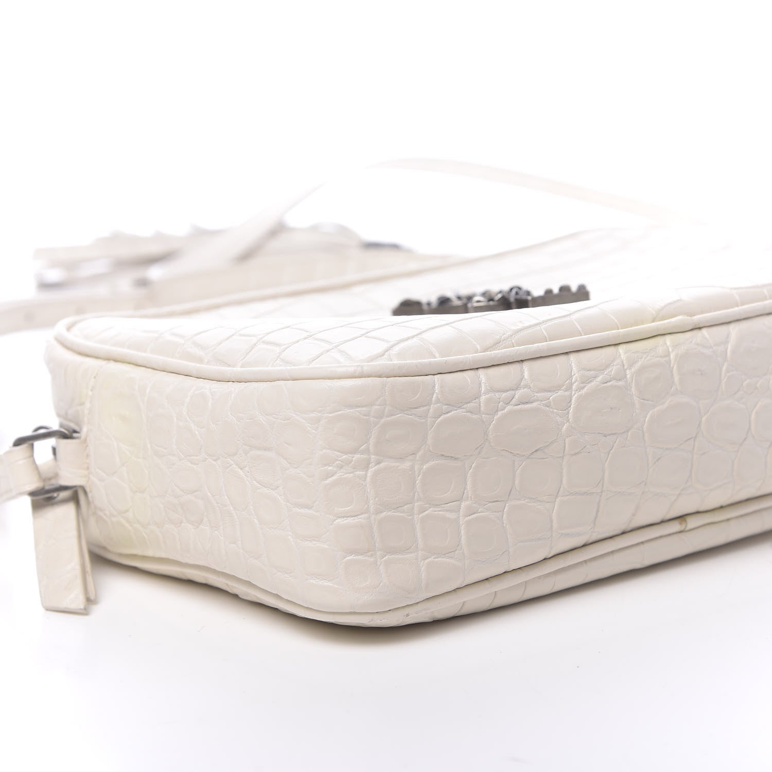 Saint Laurent Calfskin Crocodile Embossed Monogram Lou Camera Bag White 12 of 14