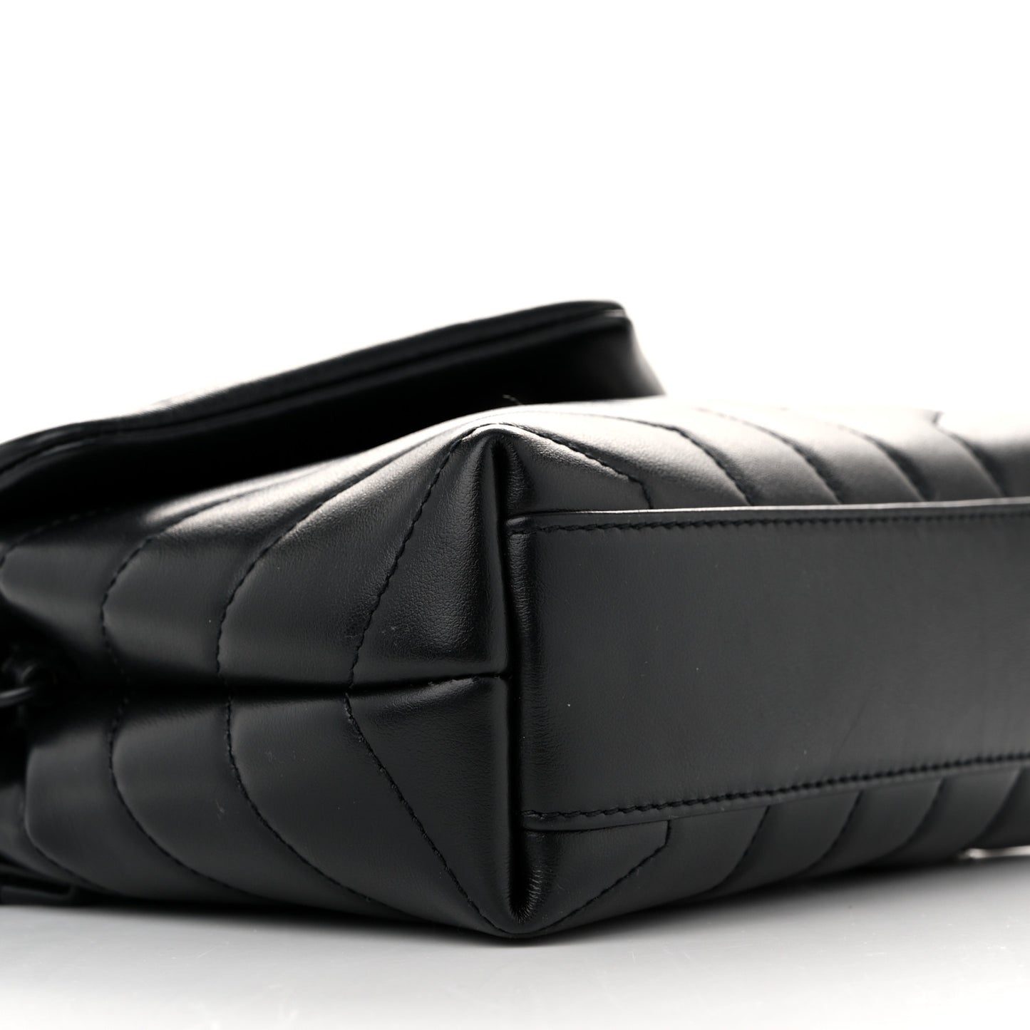 Calfskin Y Quilted Monogram Monochrome Toy Loulou Crossbody Bag Black