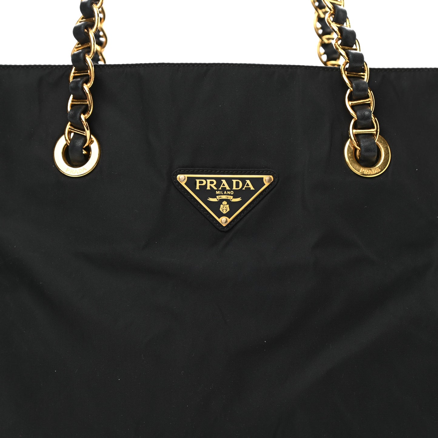 Tessuto Nylon Chain Shoulder Bag Black