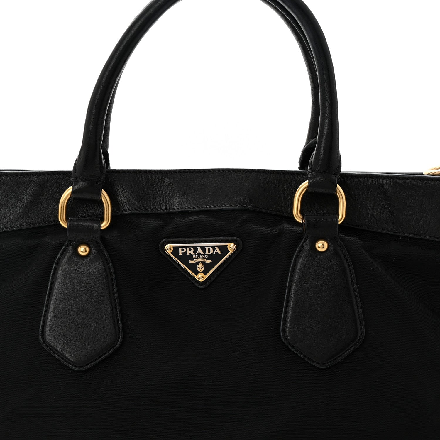Prada Tessuto Nylon Soft Calf Tote Black 1770968 – FASHIONPHILE