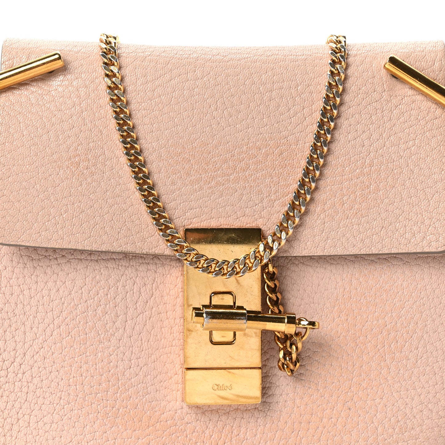 Grained Lambskin Mini Drew Shoulder Bag Cement Pink