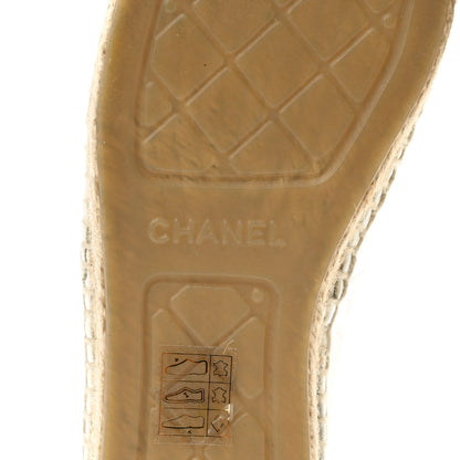 Chanel Patent Calfskin Crystal CC Espadrilles 40 White Black 6 of 9
