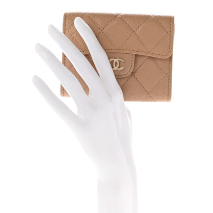 Chanel Caviar Quilted Flap Card Holder Wallet Beige 2 of 7