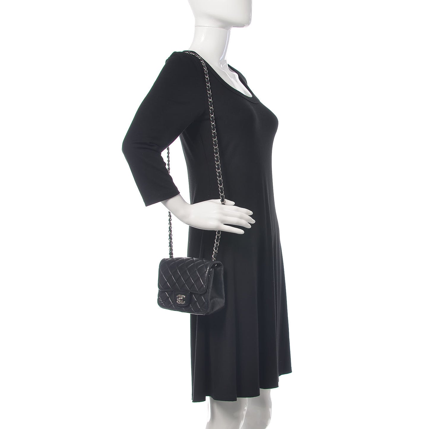 Lambskin Quilted Mini Square Flap Black