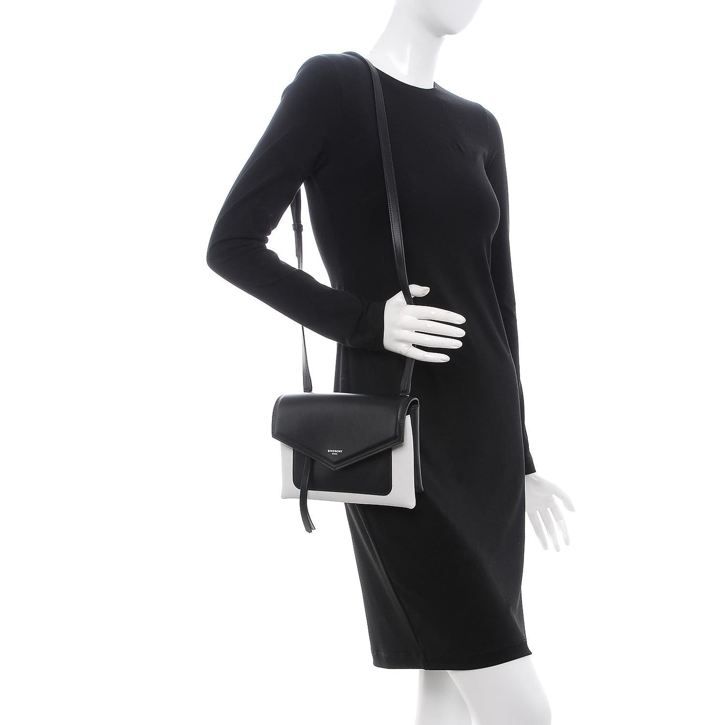 Calfskin Duetto Crossbody Bag White Black