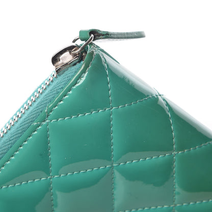 Chanel Patent Calfskin Quilted Large Gusset Zip Around Wallet Green 19 of 19