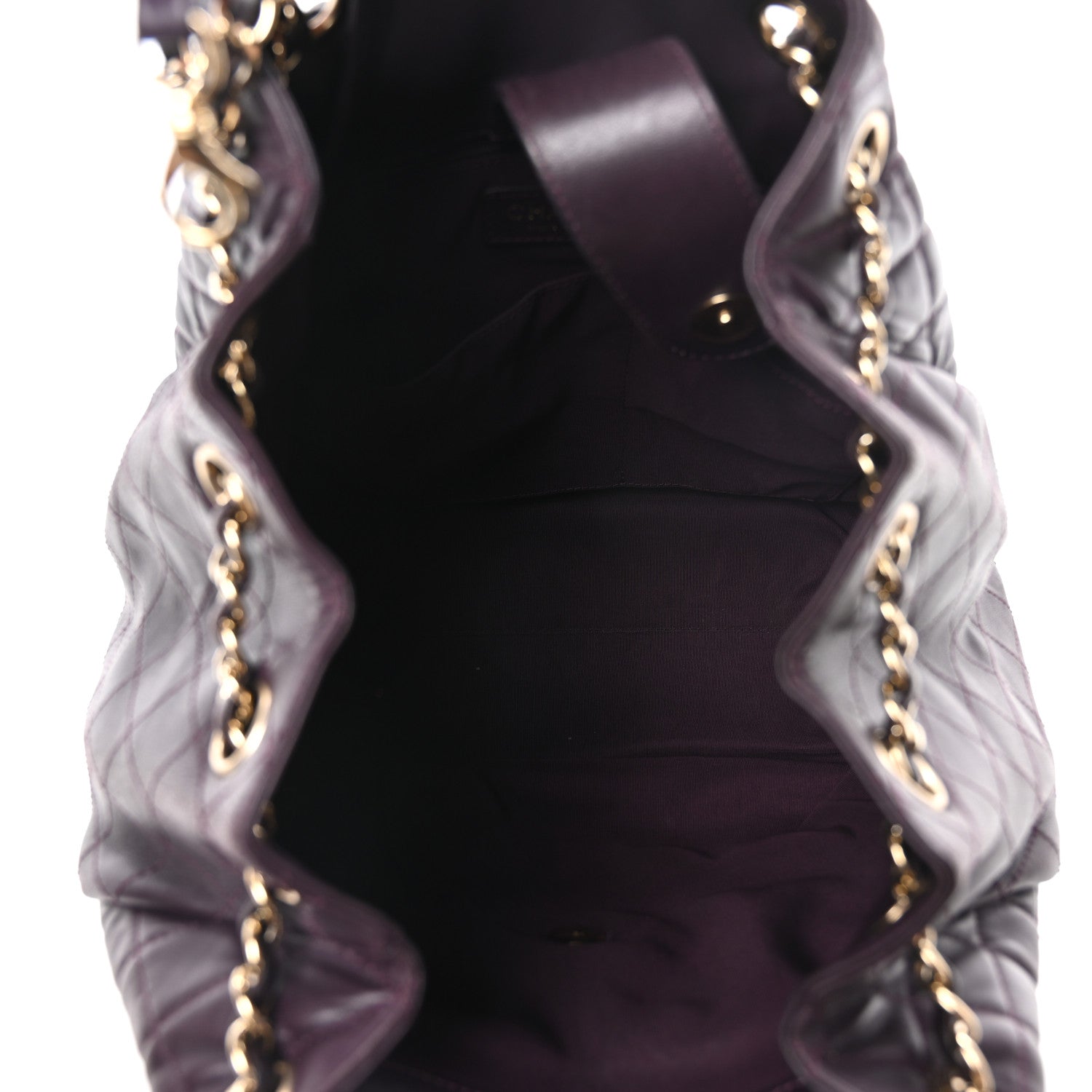 Chanel Lambskin Quilted Large Drawstring Shoulder Bag Dark Purple 5 of 10