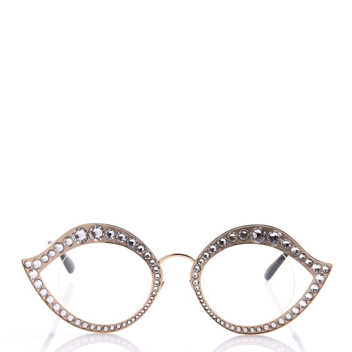Gucci Metal Crystal Cat Eye Sunglasses GG0046S Gold 2 of 7