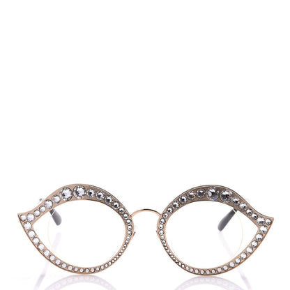 Gucci Metal Crystal Cat Eye Sunglasses GG0046S Gold 2 of 7