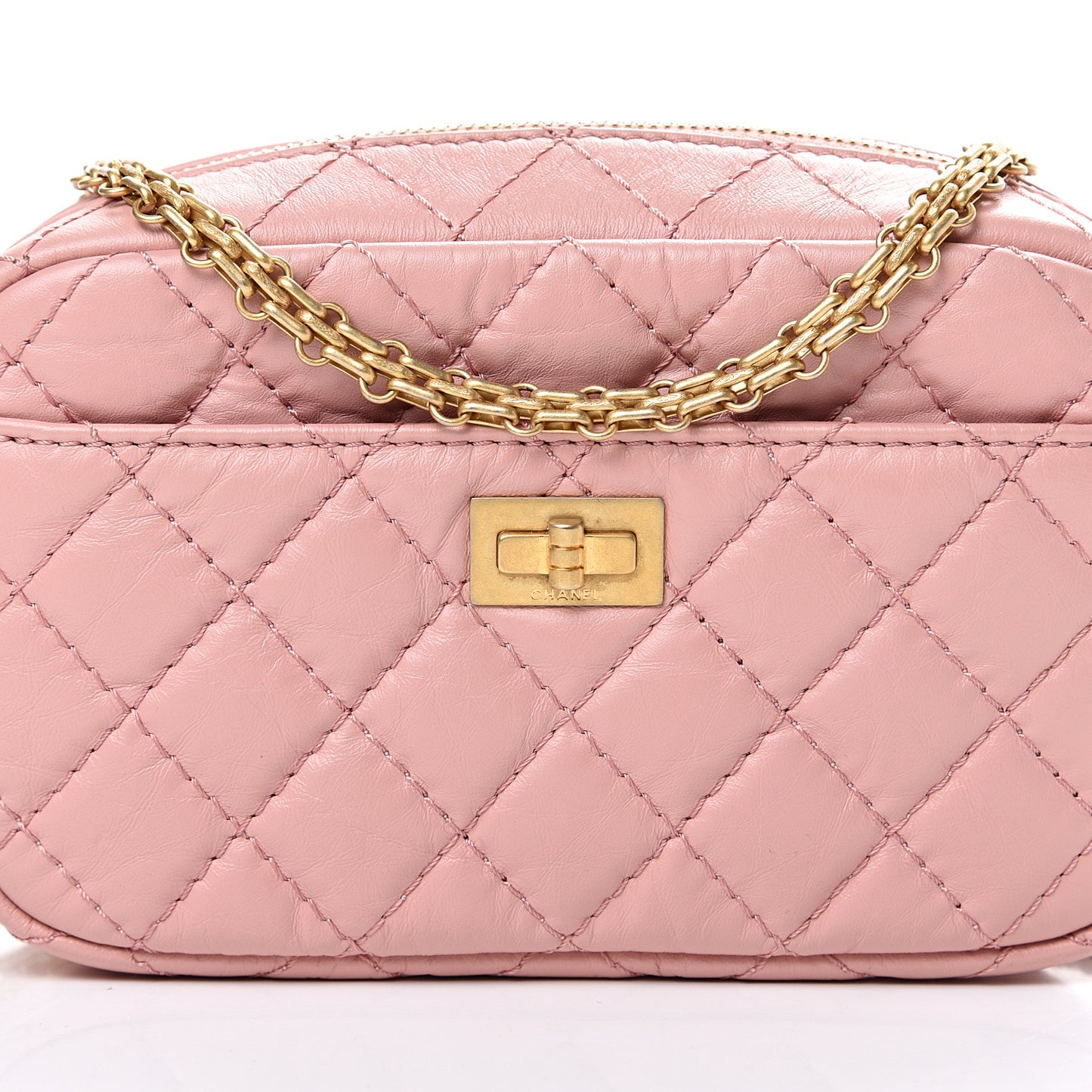 Aged Calfskin Quilted Mini Reissue Camera Case Pink