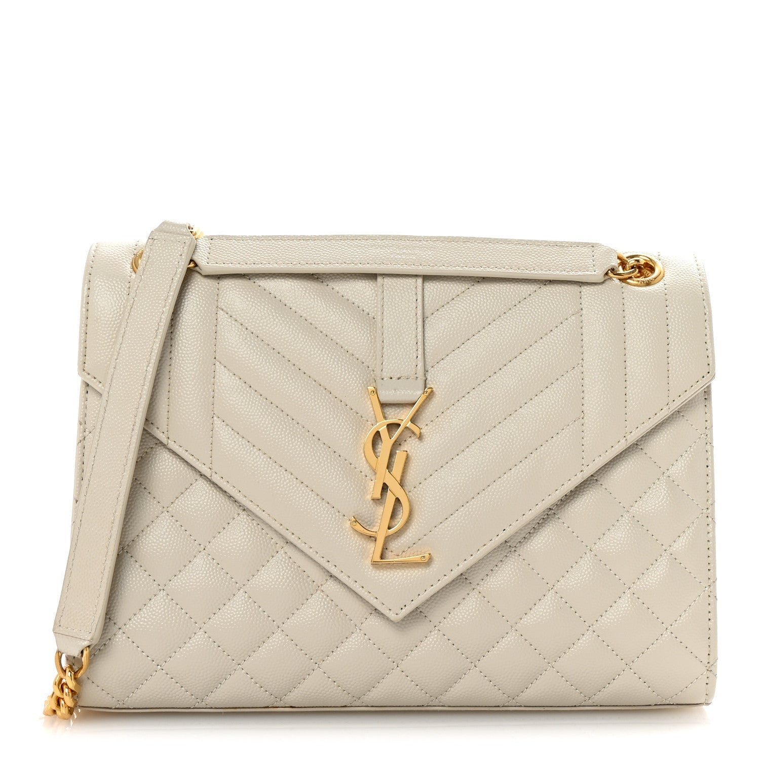 Saint Laurent Grain De Poudre Textured Mixed Matelasse Medium Triquilt Monogram Satchel Crema Soft 1 of 9