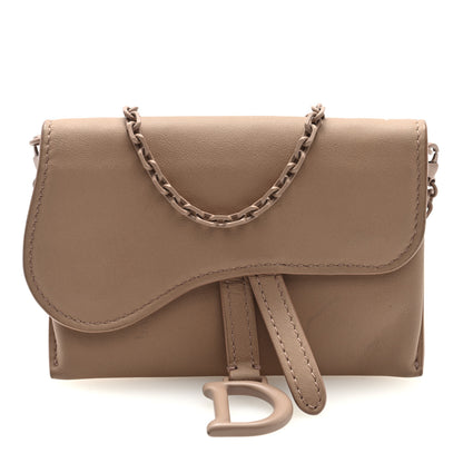 Christian Dior Ultra Matte Calfskin Nano Saddle Chain Pouch Rose Des Vents 1 of 9