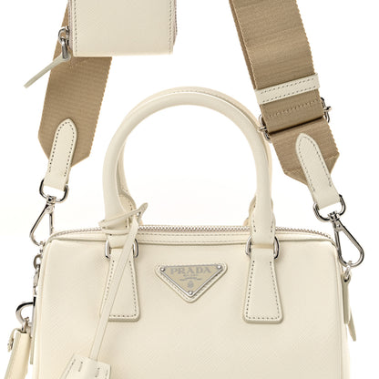 Prada Saffiano Lux Top Handle Crossbody Bag White 7 of 10