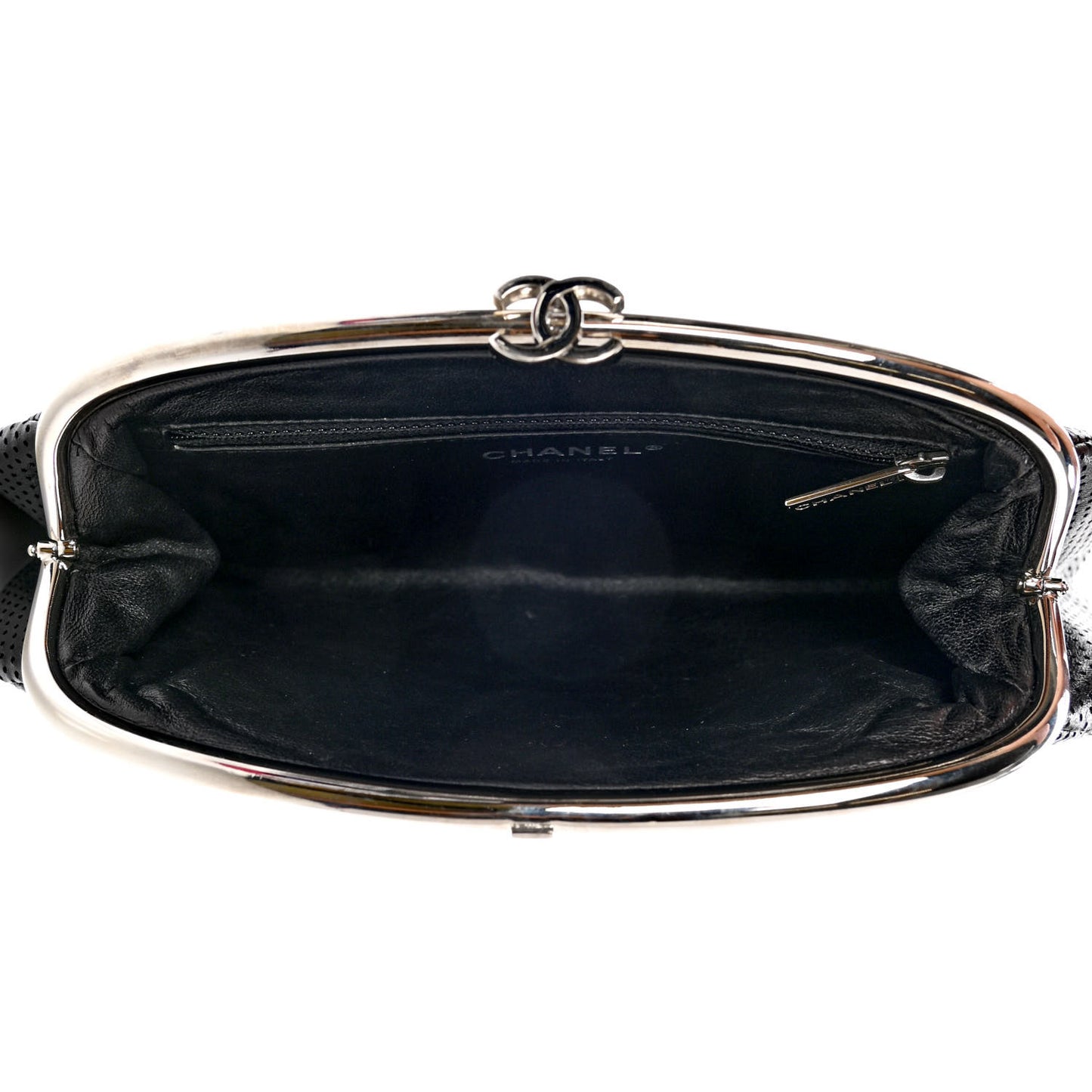 Lambskin Perforated Timeless Clutch Black