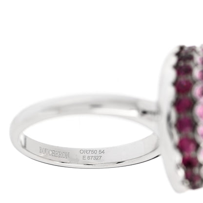 Boucheron 18K White Gold Ruby Pink Sapphire Macaron Ring 54 6.75 8 of 8