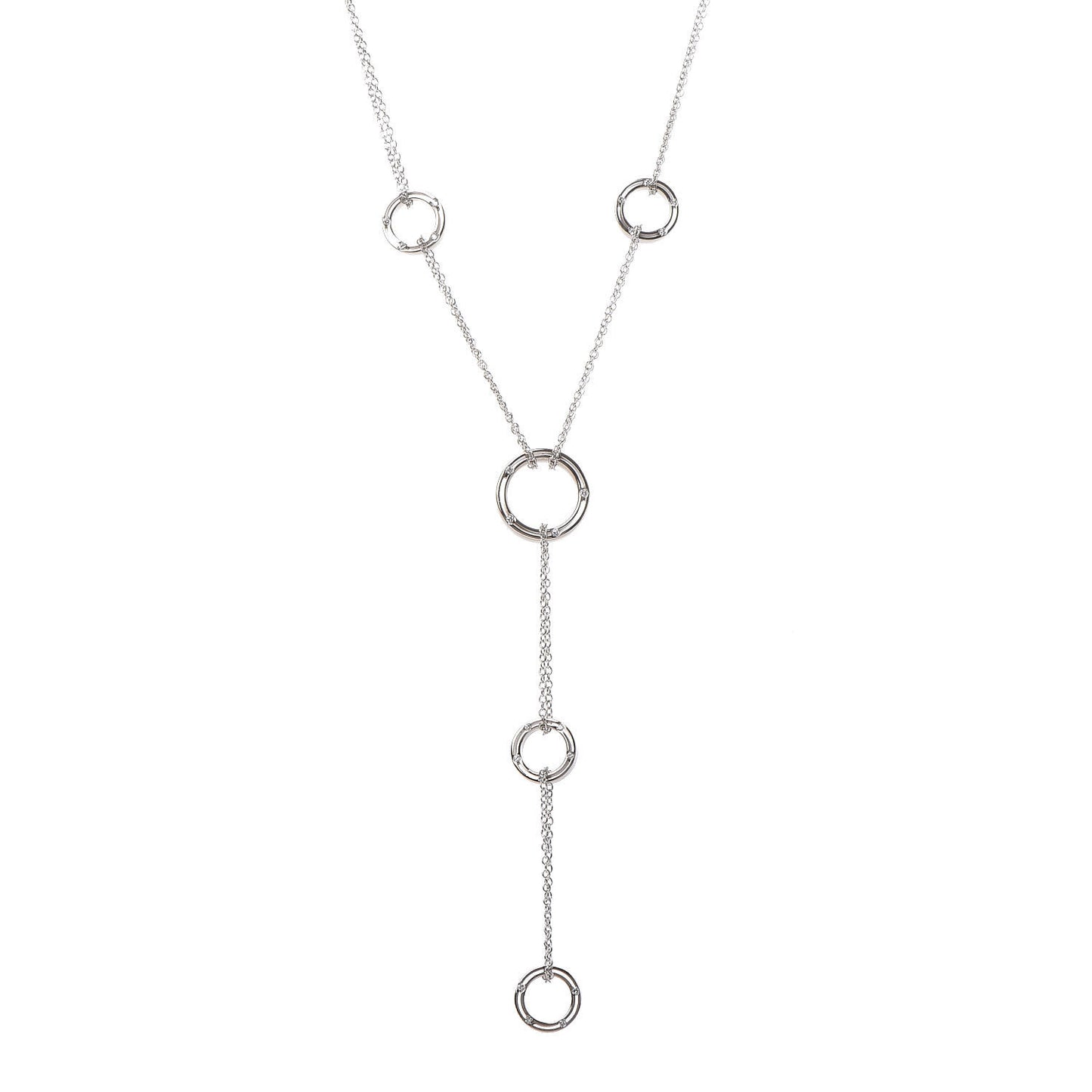 18K White Gold Diamond D.Side Lariat Necklace