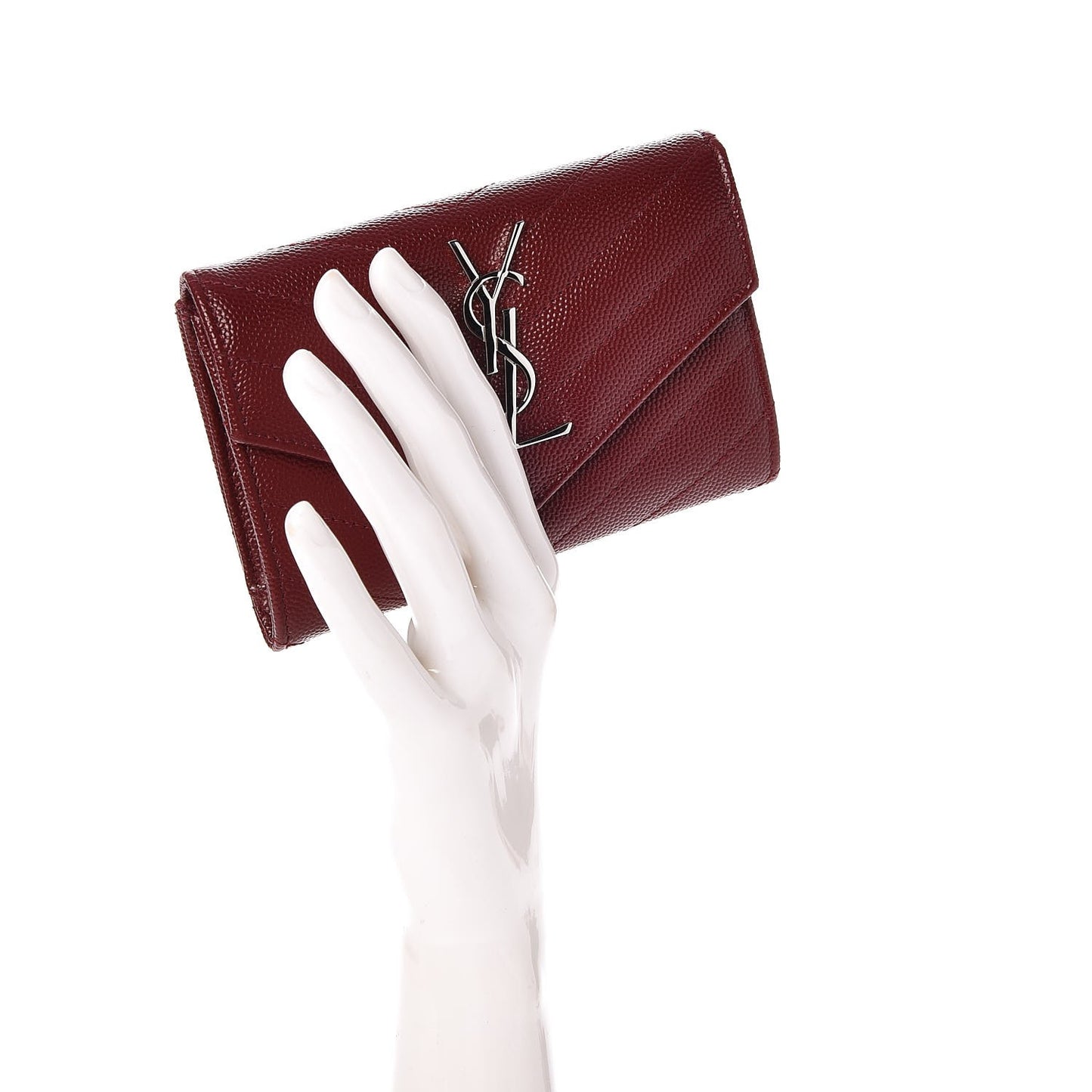 Grain De Poudre Matelasse Chevron Small Monogram Envelope Wallet Palissandre