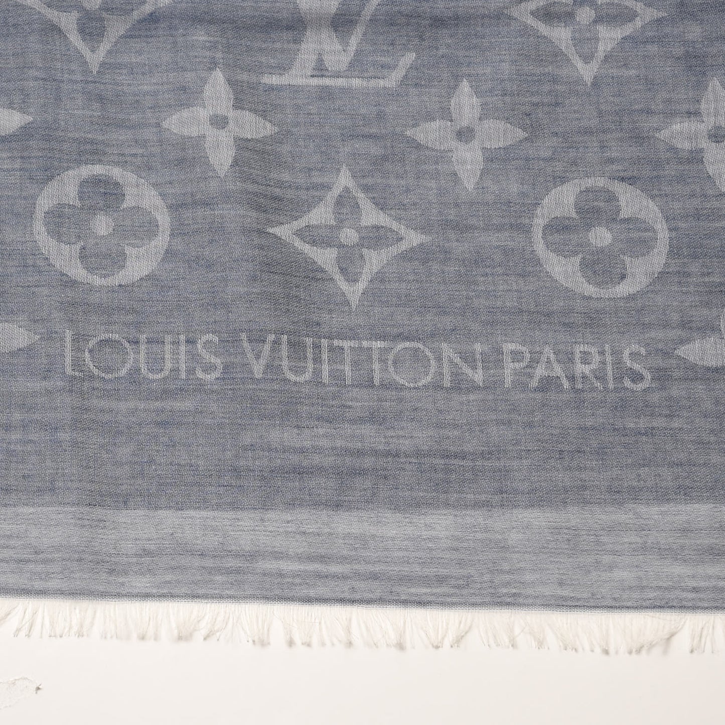 Wool Cotton Silk Daily Monogram Stole Denim