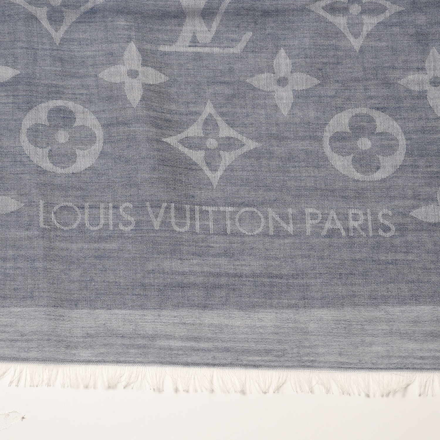 Louis Vuitton Wool Cotton Silk Daily Monogram Stole Denim 4 of 4
