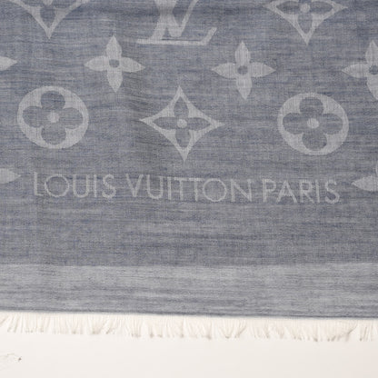 Louis Vuitton Wool Cotton Silk Daily Monogram Stole Denim 4 of 4