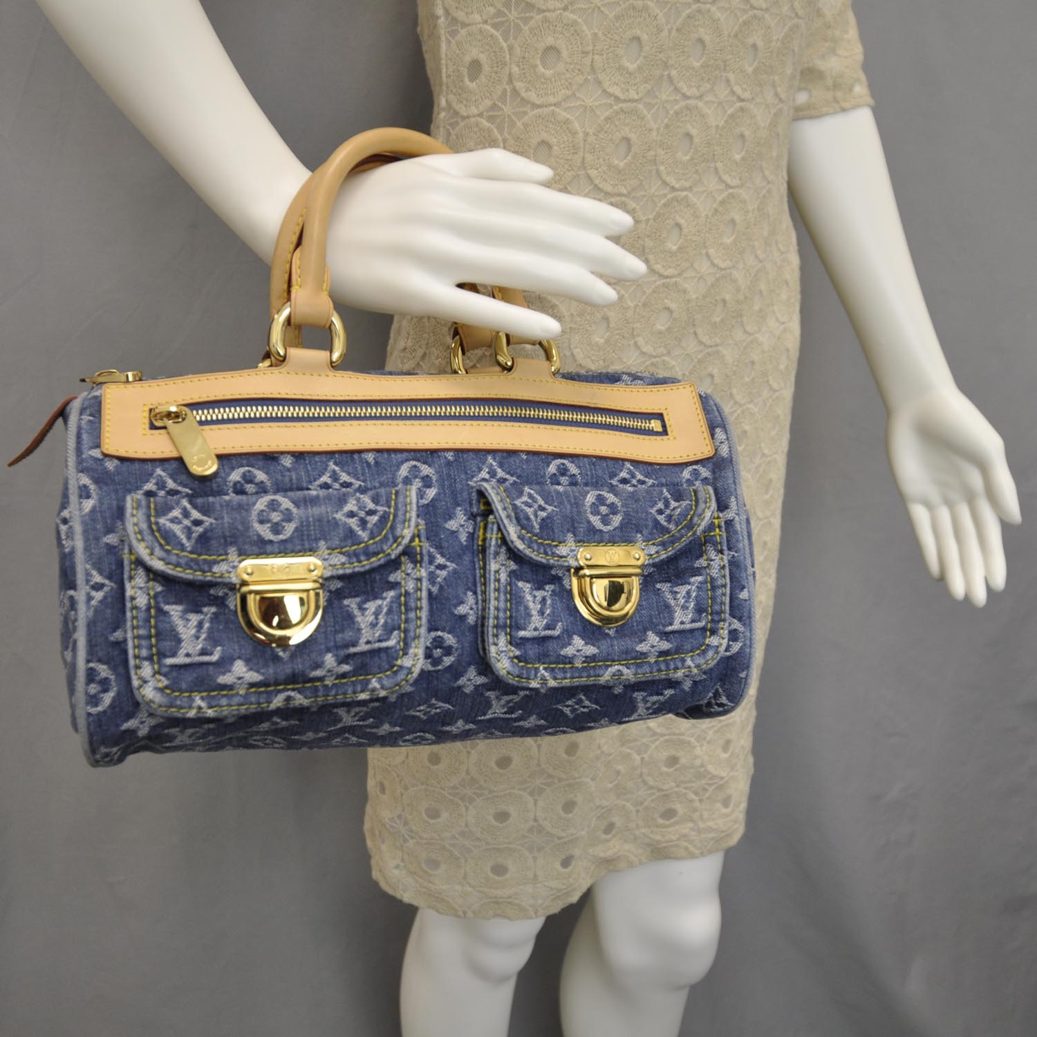 Louis Vuitton Monogram Denim Neo Speedy Blue 2 of 9