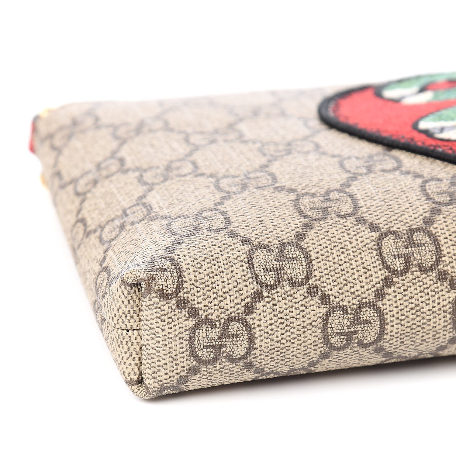 Gucci GG Supreme Monogram Kingsnake Heart Embroidered Chain Wrist Wallet Red 8 of 10