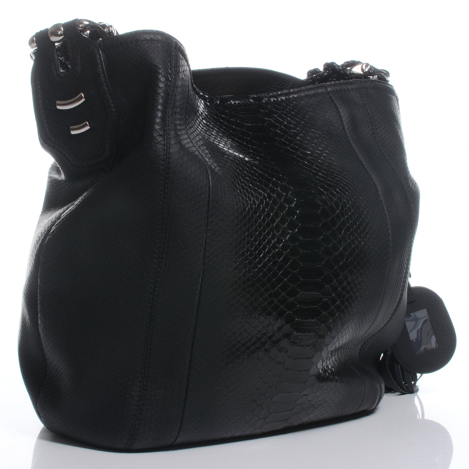 Gucci Python Large Techno Tag Hobo Black 3 of 7