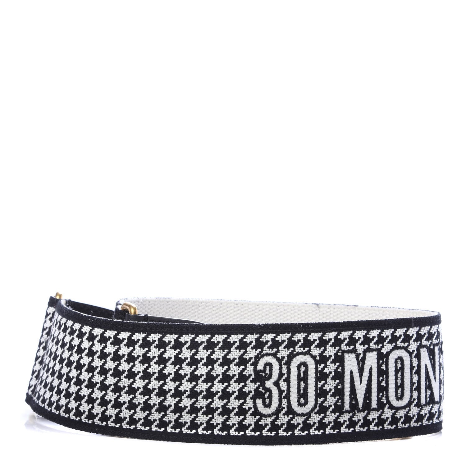 Christian Dior Canvas Houndstooth Embroidered 30 Montaigne Shoulder Strap Black White 2 of 5