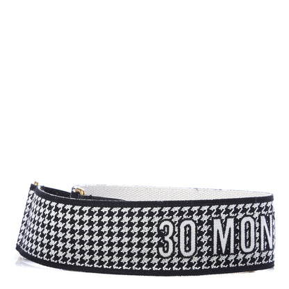 Christian Dior Canvas Houndstooth Embroidered 30 Montaigne Shoulder Strap Black White 2 of 5