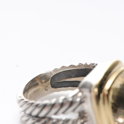 David Yurman Sterling Silver 18K Yellow Gold Champagne Citrine 11mm Albion Ring 52 6 6 of 7