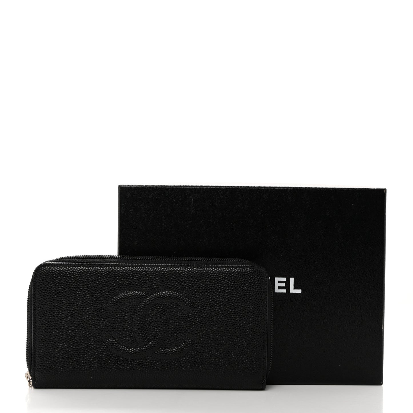 Caviar Large Timeless CC Zip Around Wallet Black