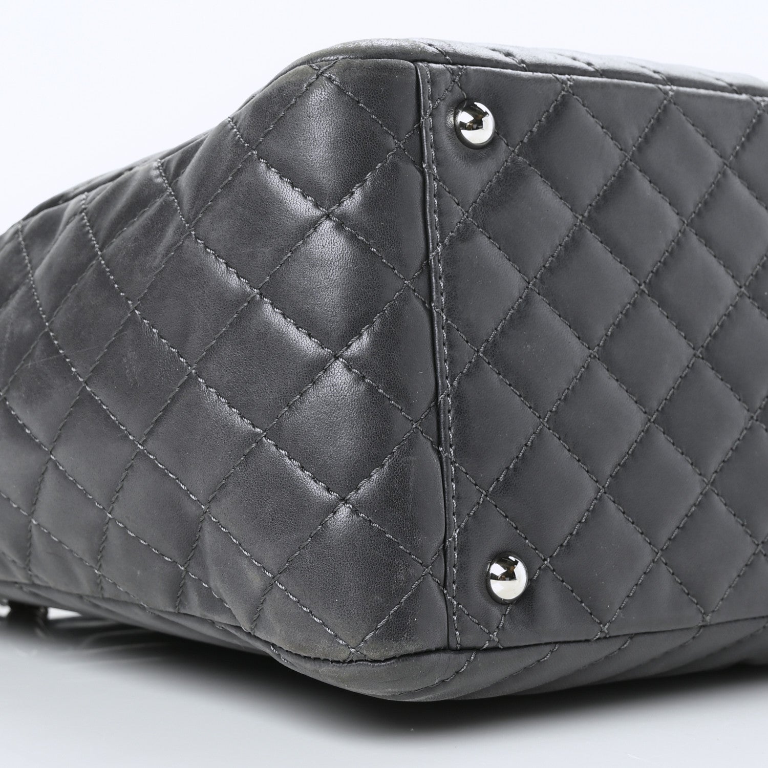 Chanel Lambskin Surpique Chevron Quilted Tote Dark Grey 9 of 10