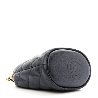 Chanel Iridescent Caviar Quilted My Perfect CC Bucket Drawstring Bag Blue 4 of 12