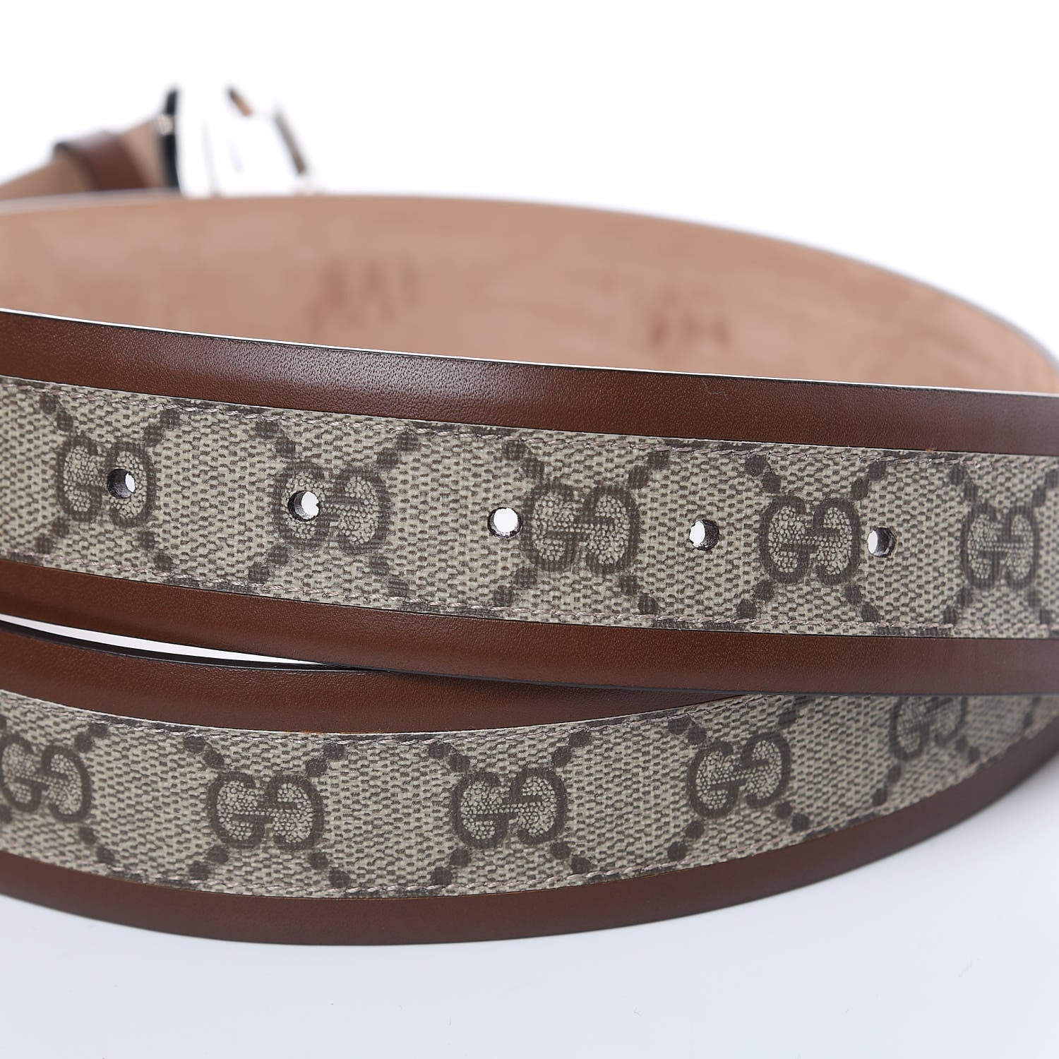 Gucci GG Supreme Monogram Selleria Interlocking G 40mm Belt 95 38 Beige Ebony Cuir 4 of 7
