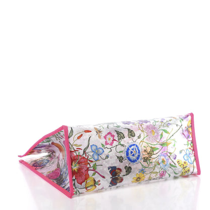 Gucci Calfskin Textured Vinyl Print Flora Tote Fluorescent Fuchsia 4 of 10