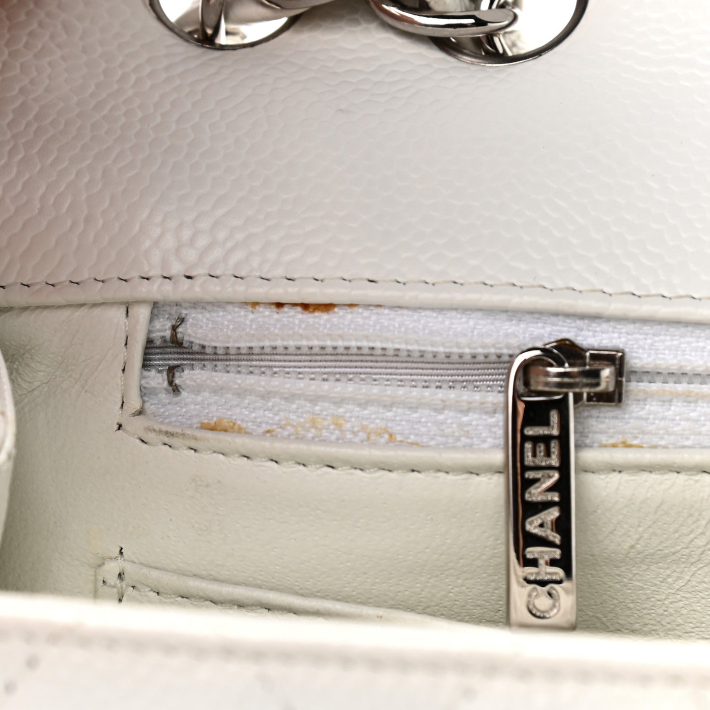 Caviar Quilted Jumbo Double Flap White