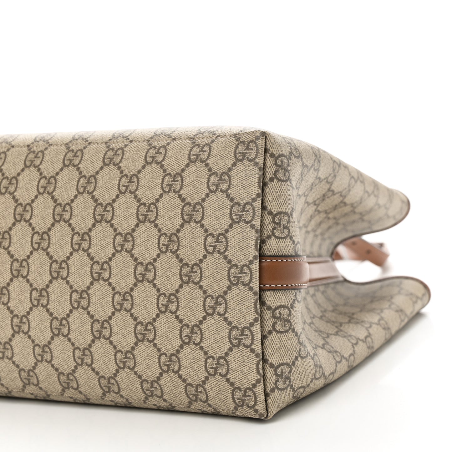 GG Supreme Monogram Emblem Large Tote Bag Beige Dark Brown