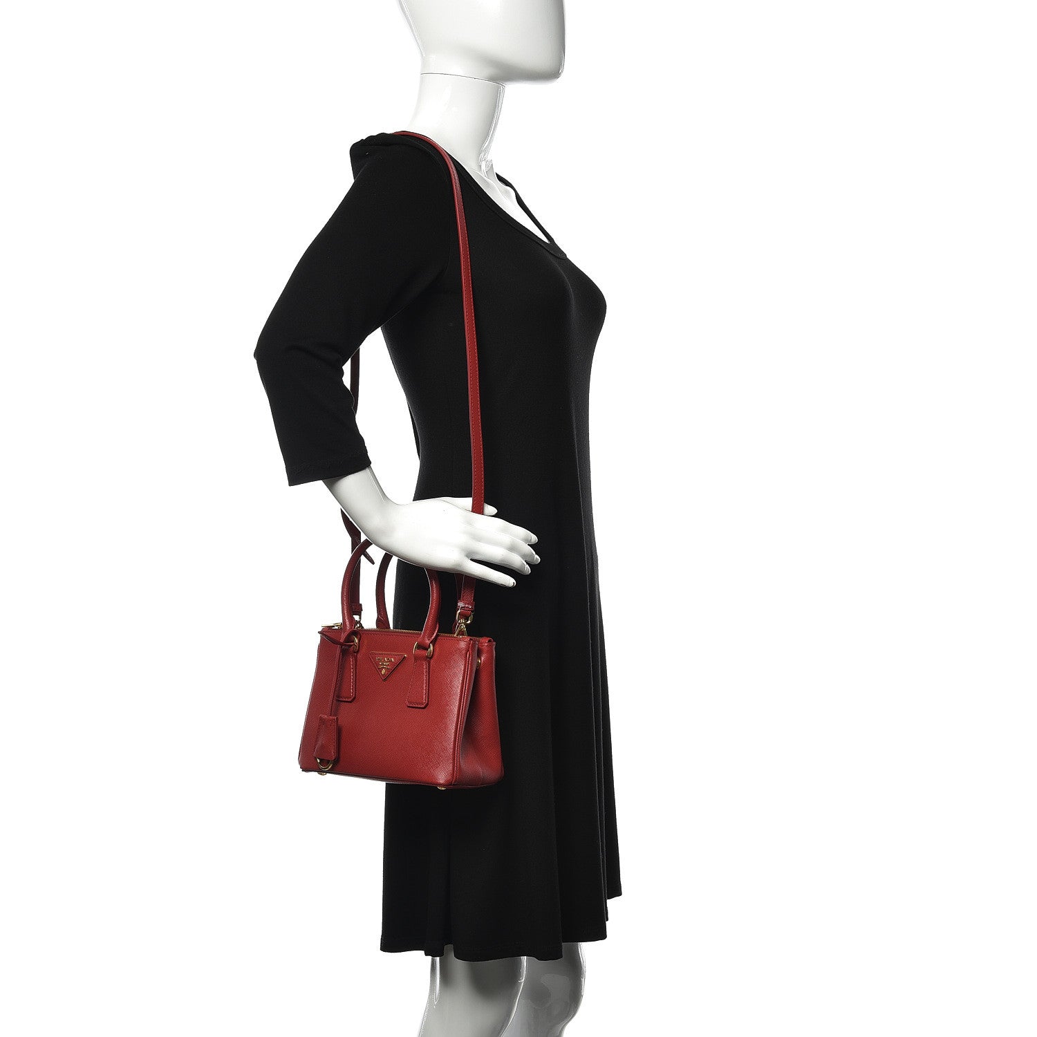 Prada Saffiano Lux Mini Galleria Double Zip Tote Fuoco 2 of 9