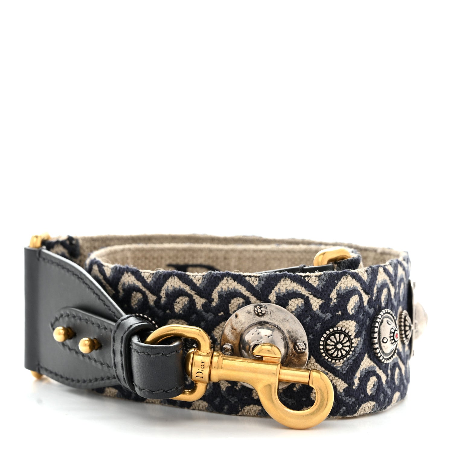 Christian Dior Oblique Studded Shoulder Strap Blue 1 of 5
