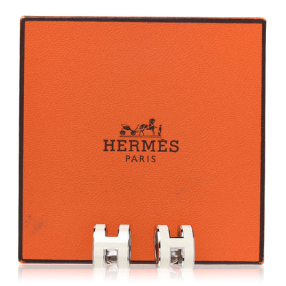 Hermes Palladium Lacquered Pop H Earrings White 6 of 6