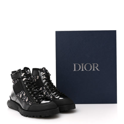 Christian Dior Oblique Polished Calfskin Mens Combat Ankle Boots 42 Beige Black 10 of 10