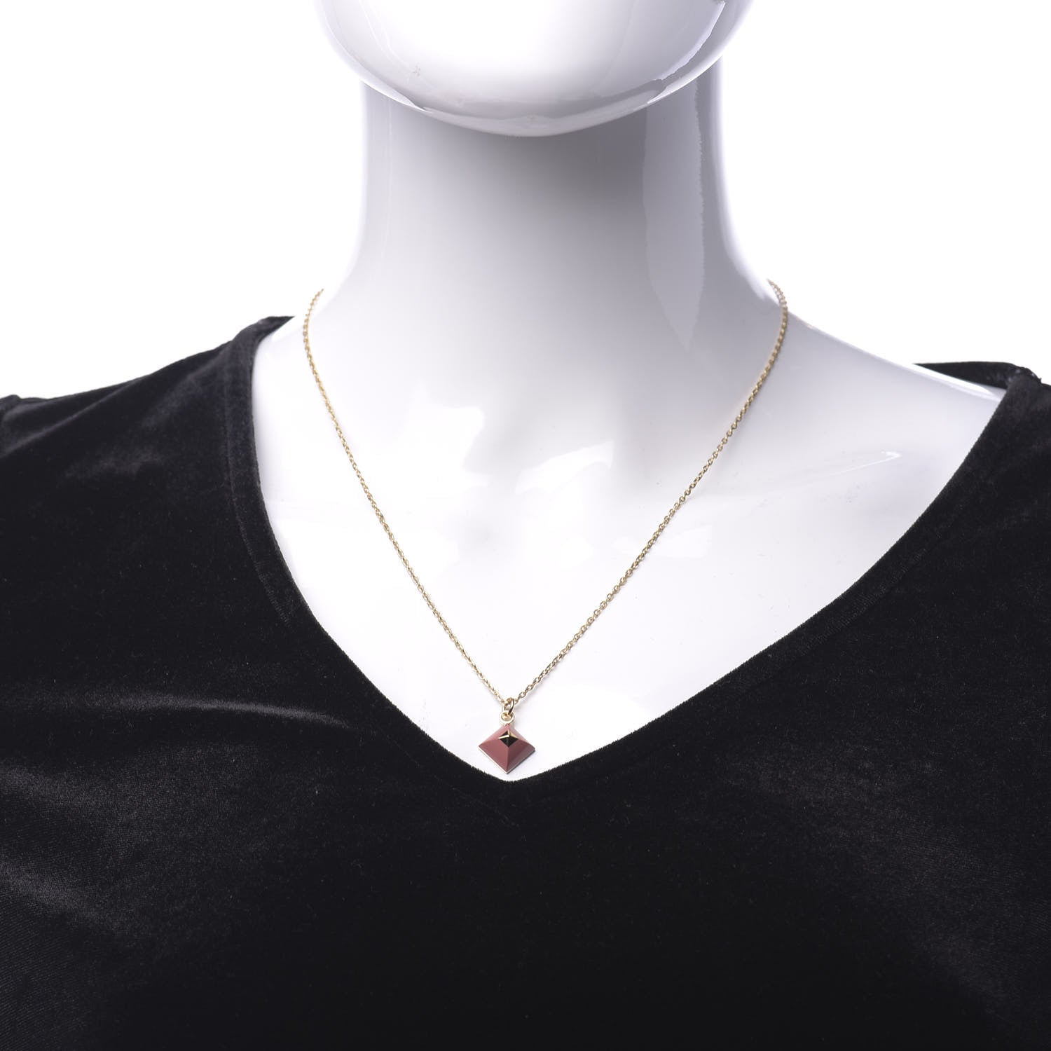 Hermes Gold Plated Medor Pendant Necklace Rose Blush 2 of 7