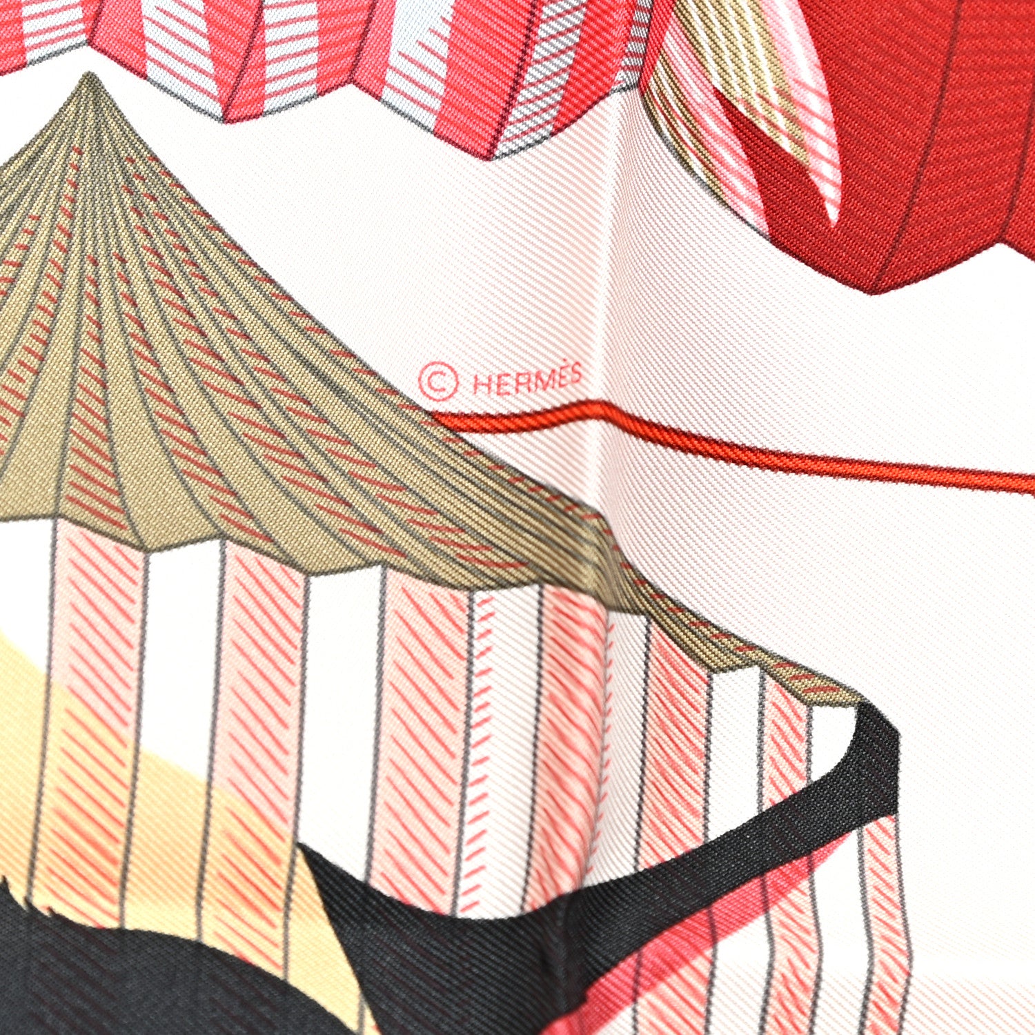 Hermes Silk Lanternes Ballons et Cocardes Scarf 90 Beige Rose Nacre Bordeaux 5 of 7