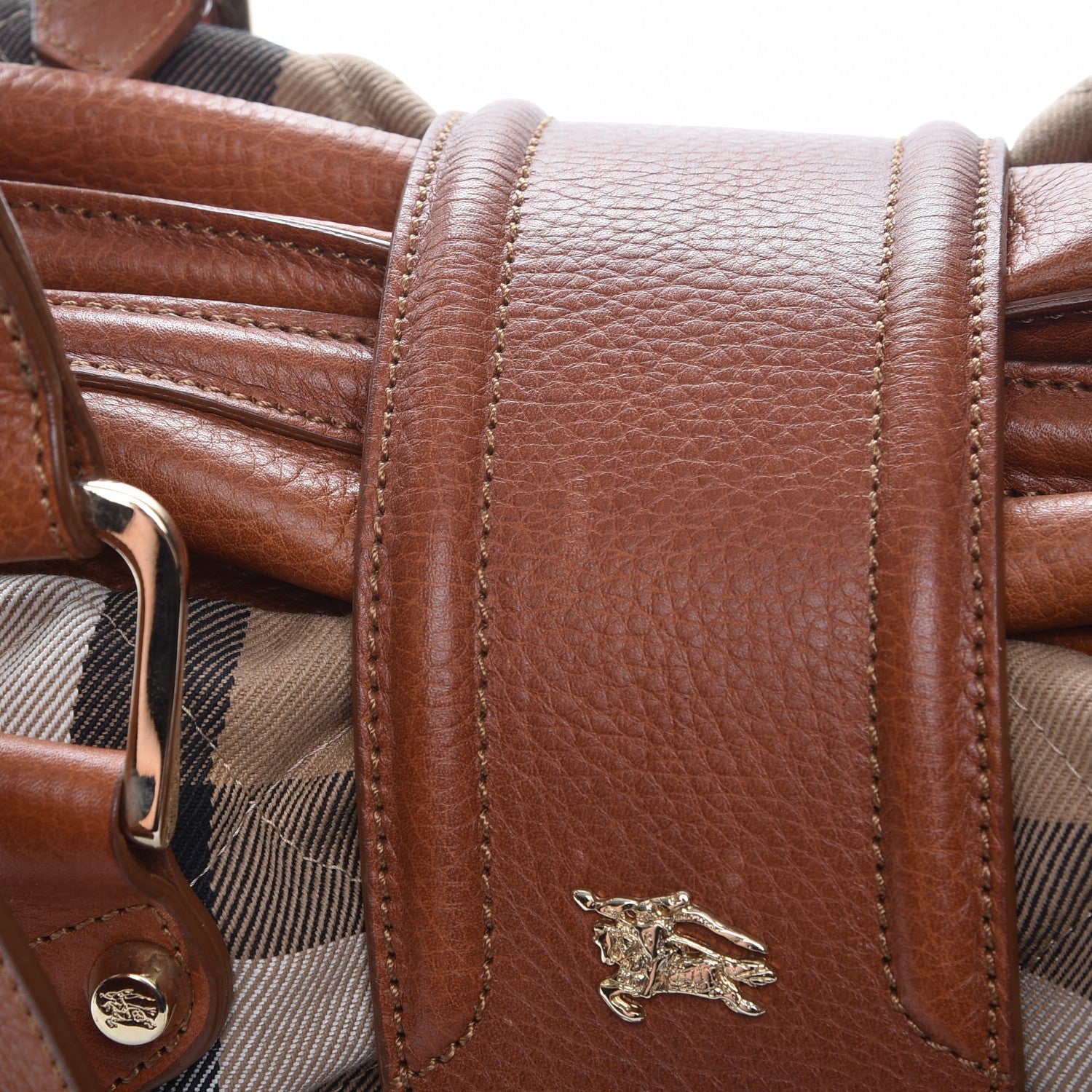 Burberry House Check Quilted Satchel Brown 9 of 9